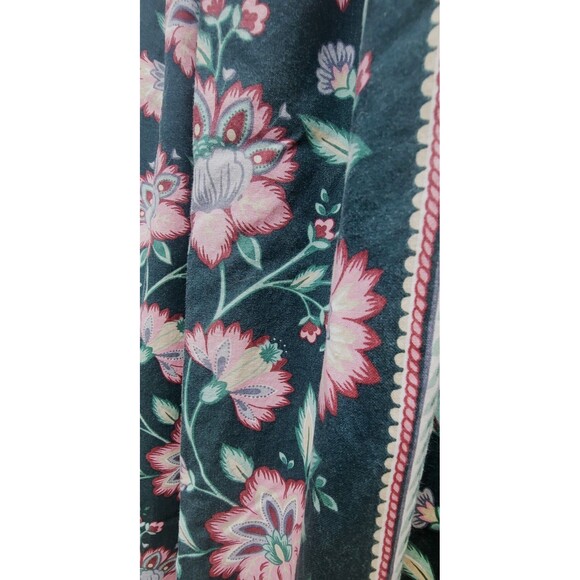 Waverly Duralee Floral Vine English Garden Pattern 1980's Black Pink VTG Curtain - Picture 6 of 16